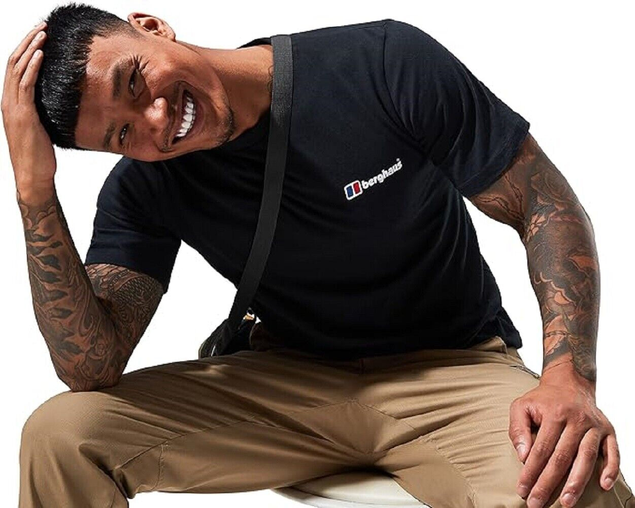 Mens Berghaus T Shirt Organic 100% Cotton Classic Logo Crew Neck Tee