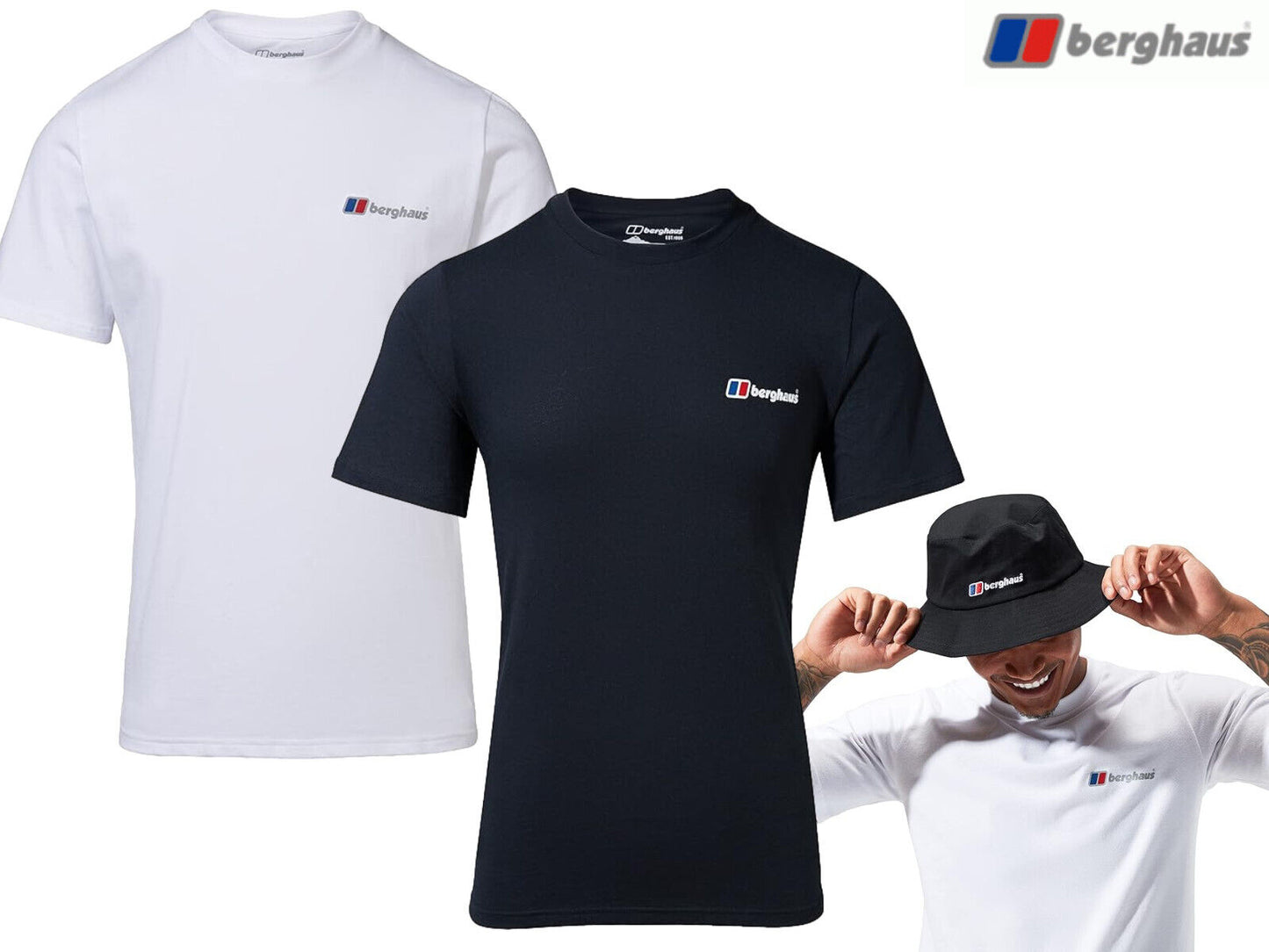 Mens Berghaus T Shirt Organic 100% Cotton Classic Logo Crew Neck Tee