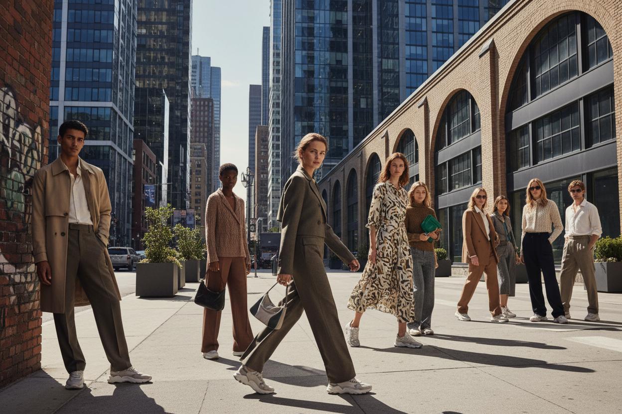 professional imagine of people in clothes with a urban background 